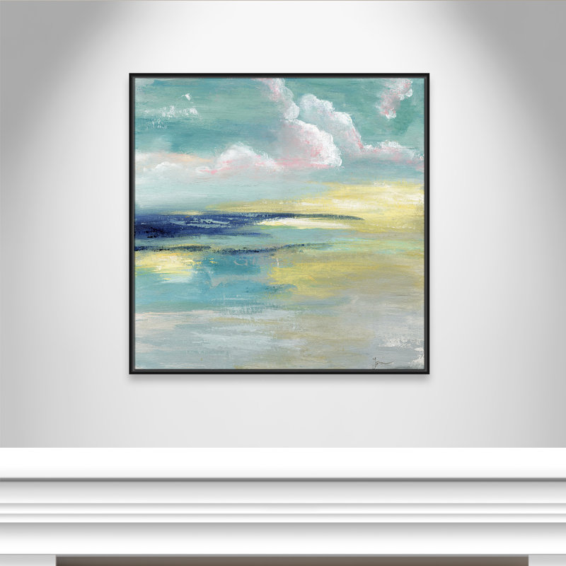 «Bertie Ocean View» par Tava Studios - reproduction d'art, H 37,5 po x l 37,5 po x P 2 po, Toile avec cadre noir