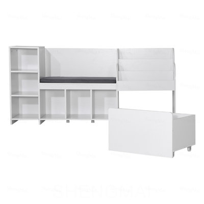 Coin de lecture pour enfants, banc de rangement en bois avec dossier, étagère à livres et rangement pour jouets, grand coffre à jouets pour salle de jeux, salon ou entrée