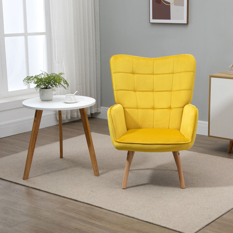 Cayden Upholstered Armchair, Yellow Velvet