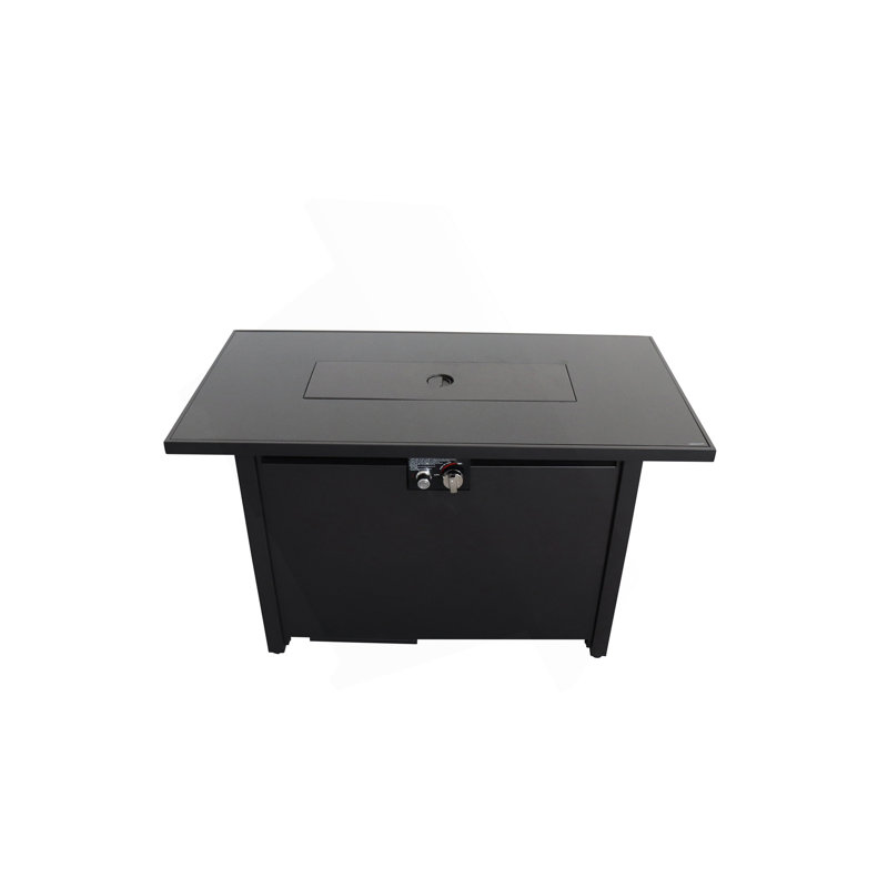 Table de foyer d'extérieur en acier avec couvercle H 25 po x l 42 po