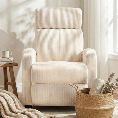 Modern and Soft Touch Corduroy Fabric Upholstered Manual Recliner