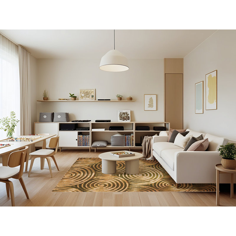Tapis brun à motif géométrique, Rectangle 7 pi x 9 pi