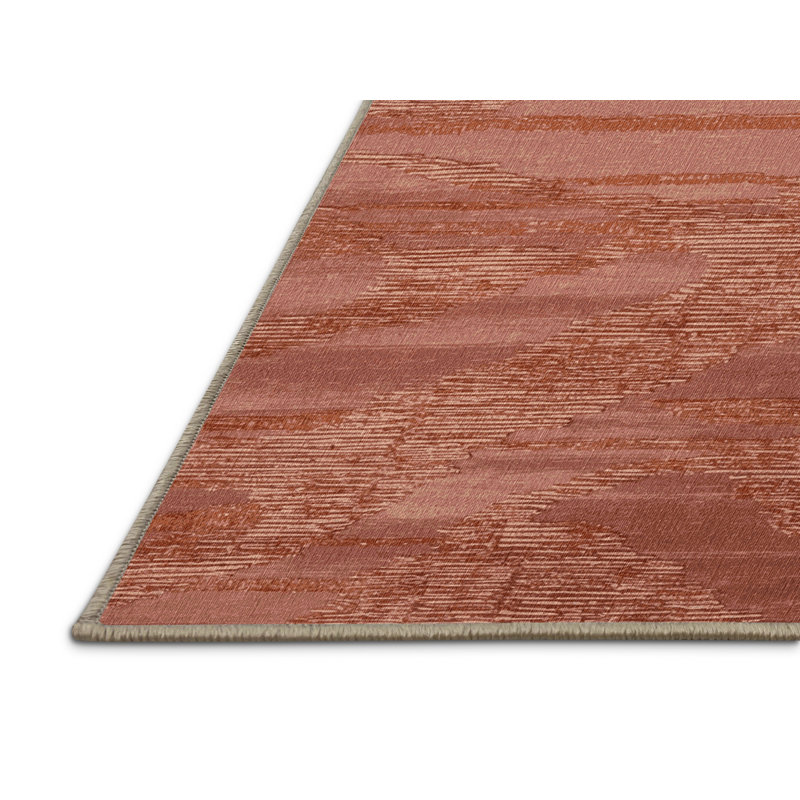 Machine Washable Abstract Brown Area Rug, Round 6'