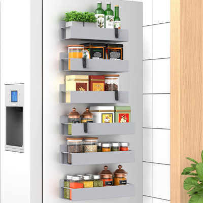 6 Pack Magnetic Spice Rack Organizer, Metal,