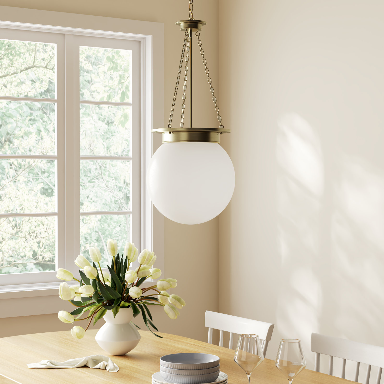 Chachi 3-Light Sphere Globe Pendant, Gold