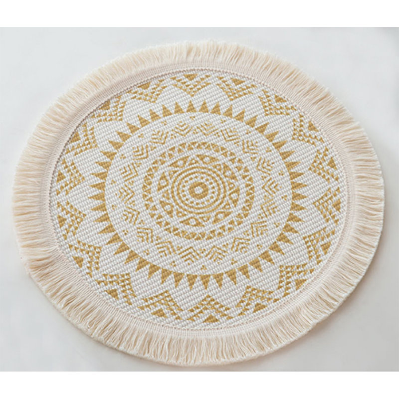 Ensemble de napperons en coton 4 pièces, Jaune