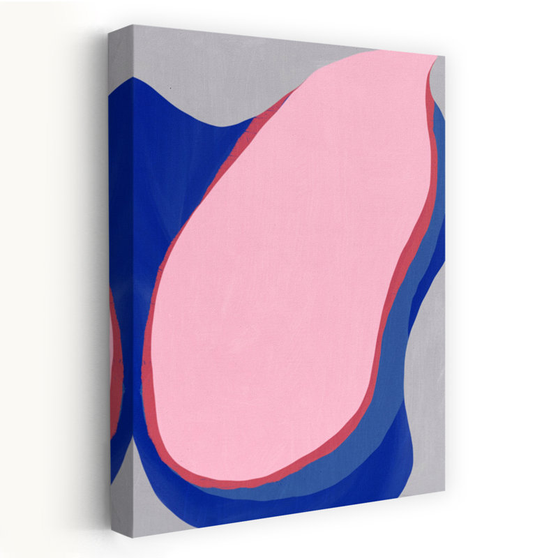 Pink Blue Abstract Flow Abstract Colorful Contemporary Wall Art Print 1 Piece Wrapped Canvas Wall Art, 60.96cm H x 40.64cm W