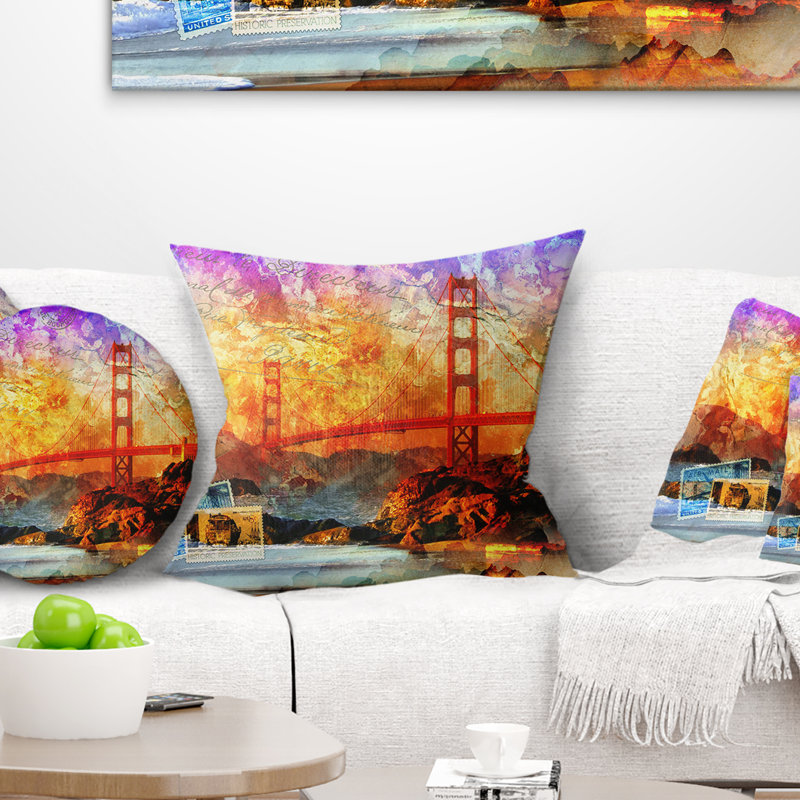 Coussin San Francisco Bridge - Cityscape, 16 po x 1 po, Carré