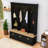 Farmhouse Hall Tree with LED Light Strip, 9 Metal Hooks, 3 Tilt-Out Cabinets and Open Shelves-2053303322