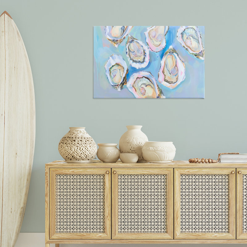  «Pastel Oysters on Blue» par Arlington Prints, H 24 po x l 36 po