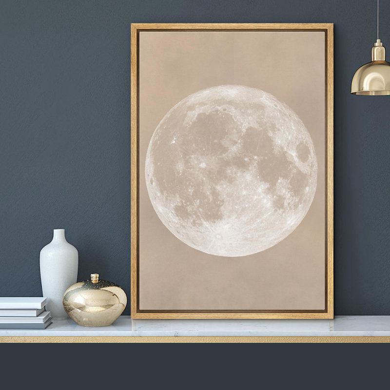 «Full Moon Minimalist Beige Lunar Astronomical» sur, Naturel, H 36 po x l 24 po