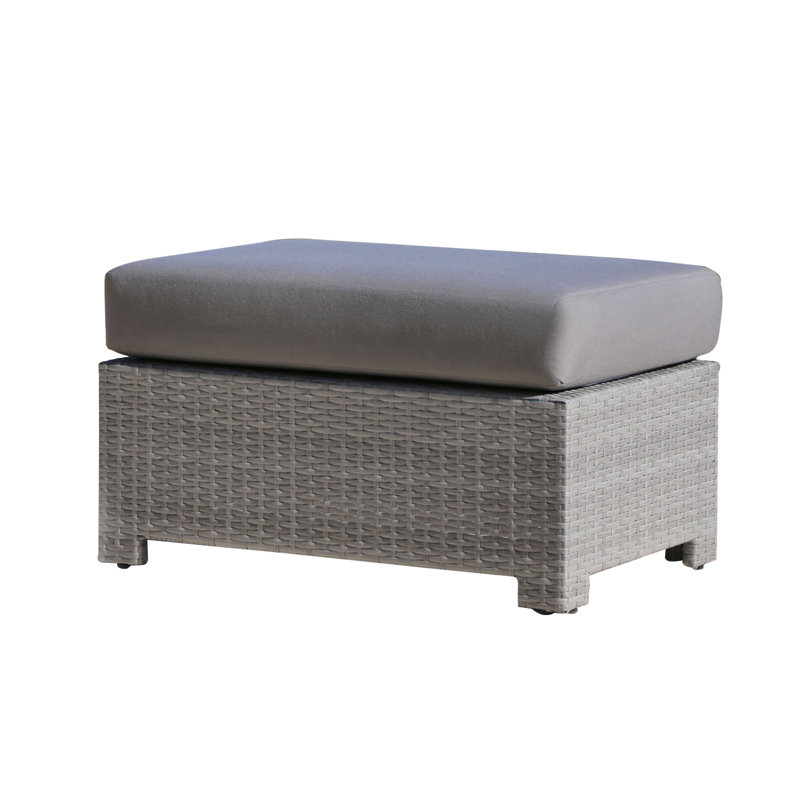 Repose-pieds d'extérieur avec coussins Sunbrella Desmonde, Cadre gris / coussin gris