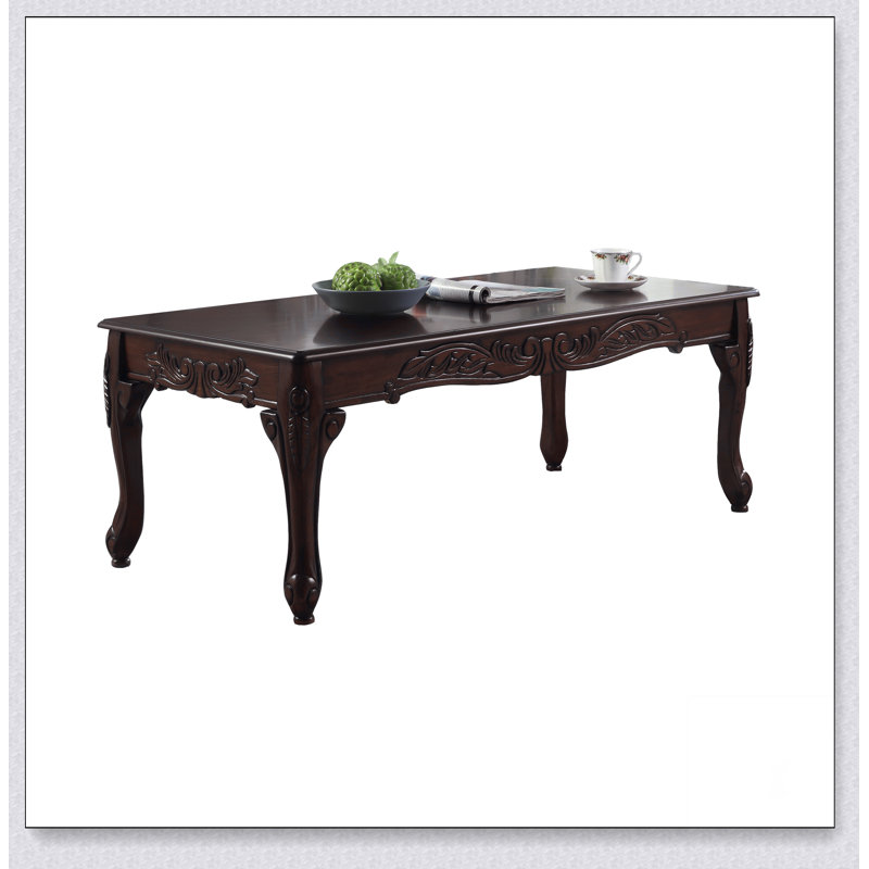 Traditional Ornate Detailing Brown Wood Coffee Table