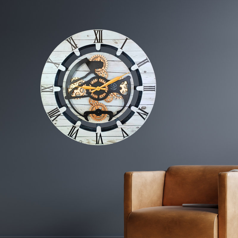 Solid Wood Wall Clock, White Farmhouse