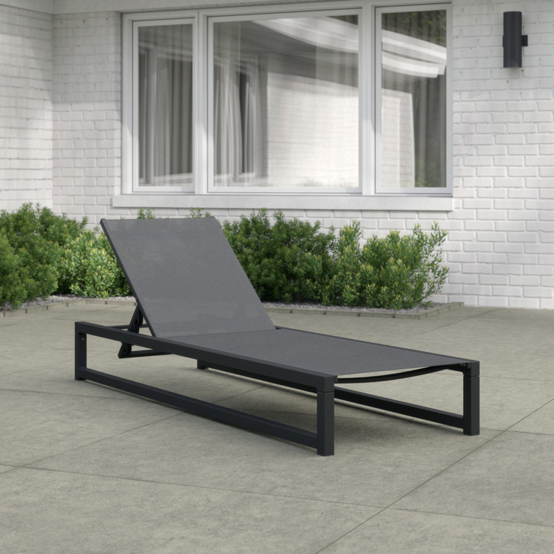 Ensemble de chaises longues inclinables Clian, Gris foncé / Noir