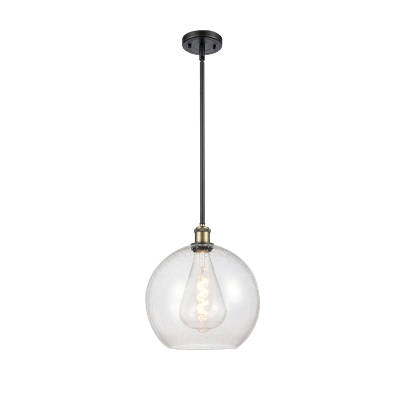 Luminaire suspendu sphérique 1 lumière Cindi, H 14,38 po x l 11,75 po x P 11,75 po, DEL, Laiton antique noir