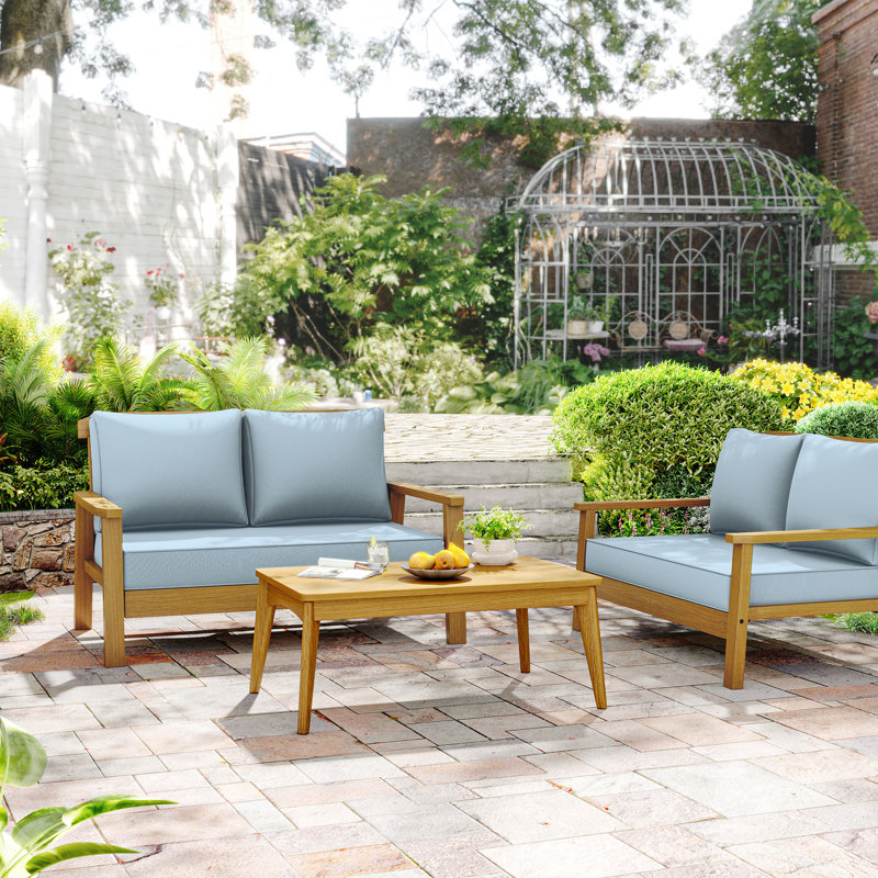 3-Piece Outdoor 5" Replacement Cushion Set Seat/Back Cushion，Only cushions, Sky Blue