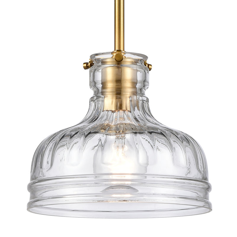 Mini-luminaire suspendu 1 lumière de 8 po de large Orinoco - laiton satiné, Laiton