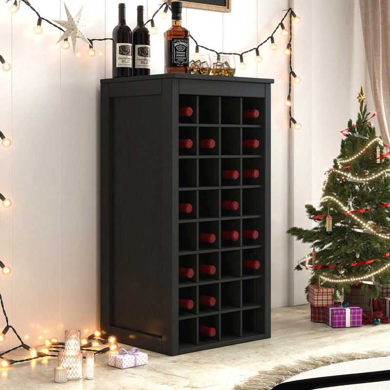 Armoire à vin noire modulaire de 32 bouteilles, organisateur de rangement de buffet de grande capacité pour la salle à manger