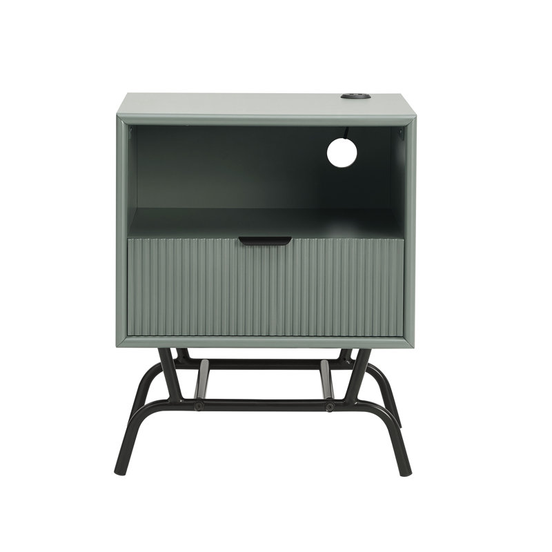 Table de bout à tréteaux avec rangement Ayvia, Vert