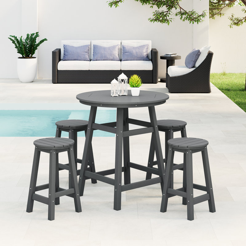 Laguna 5-Piece Round Counter Set, Gray