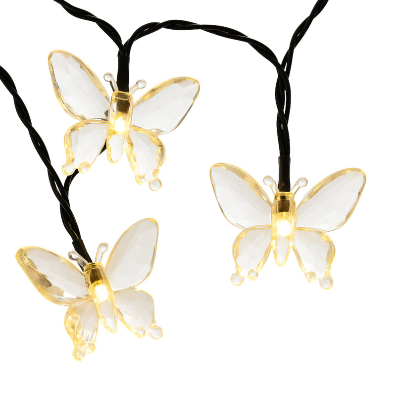 Solar Butterfly 50 LED String Lights 8 Modes, Multicolor
