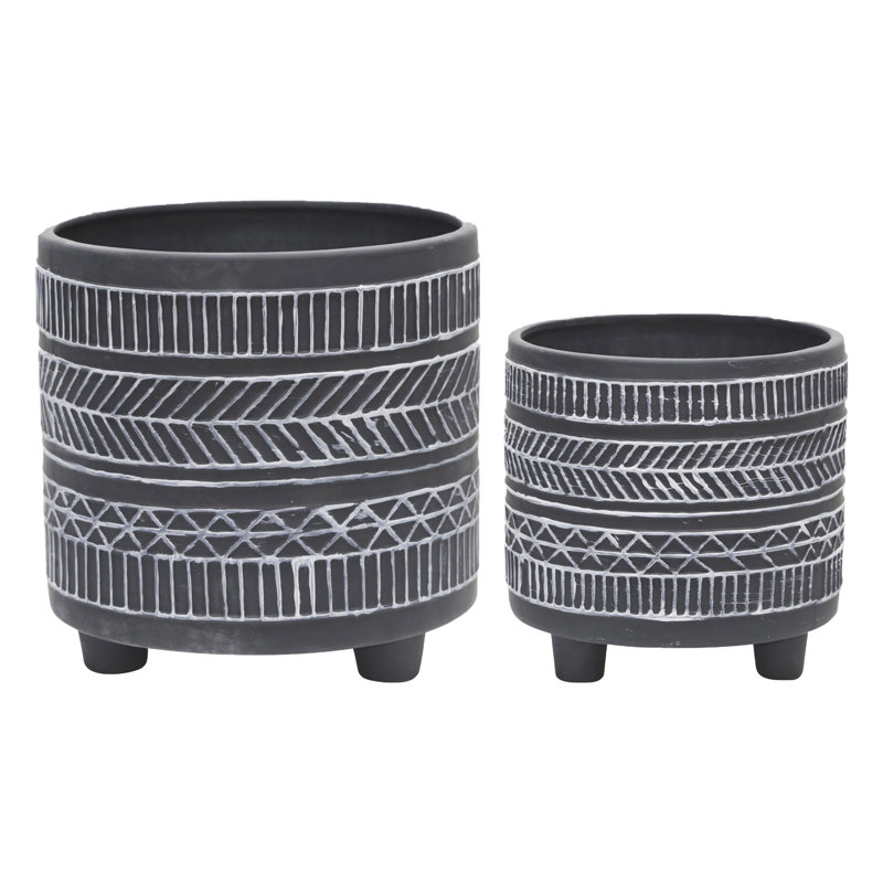 Jardinière en céramique de style noir 8 po x 8 po x 8 po inspirée du décor de piscine 6/8 po