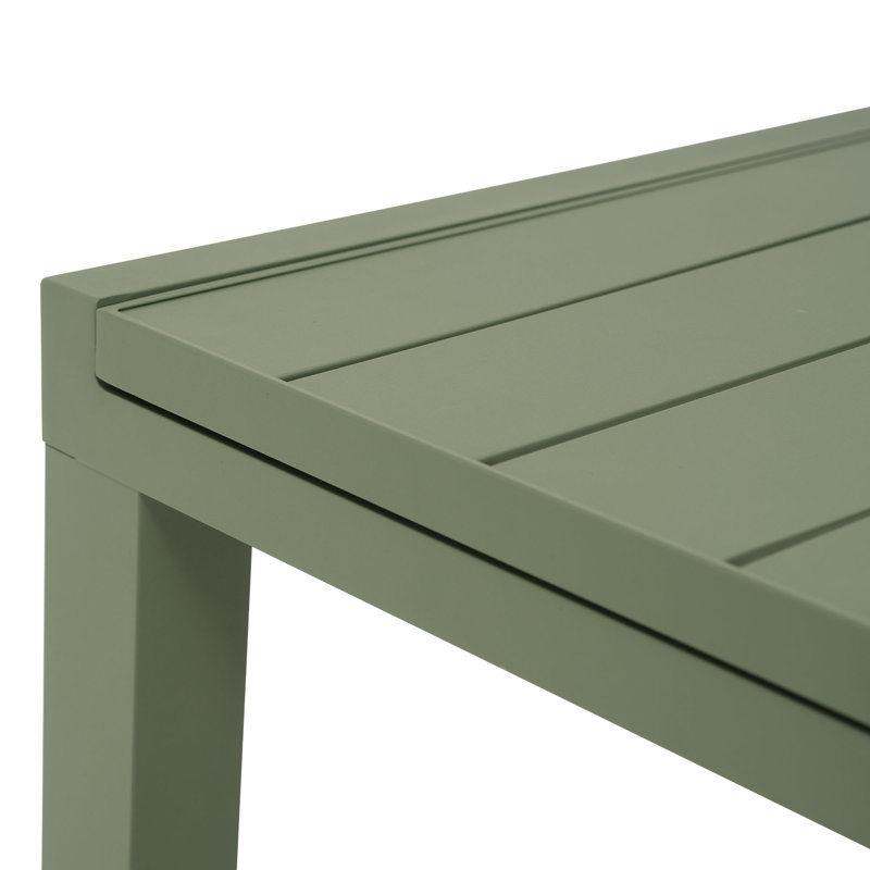 Ensemble repas d'extérieur pour 8 personnes avec table rectangulaire extensible, Vert