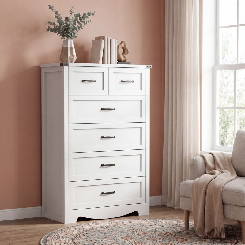 Tall 6-Drawer Dresser for Bedroom, Modern Wooden Chest of Drawers with Metal Handles, Anti-Tipping Design, Sturdy and Stable Storage Organizer for Living Room, Entryway, Home Office