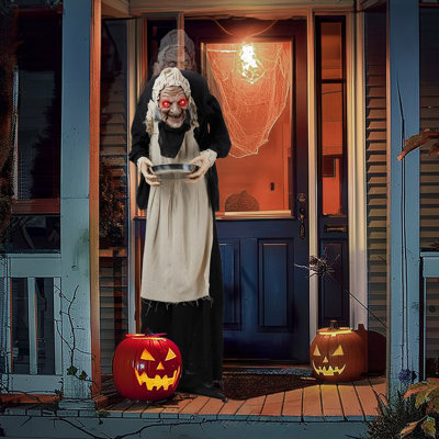 5FT Grandma Halloween Animatronics Talking Outdoor Decorations With Voice Control