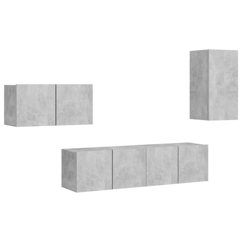TV Cabinet Set Engineered Wood, Concrete Grey