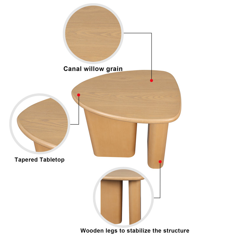 Tapered Side Table, Natural Wood