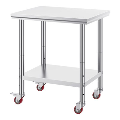 Heavy Duty Stainless Steel 24 X 30 Work Table, 4 Swivel , Smooth Surface, For Kneading Dough In Bars Prep Table With Steel,  2 Brakes , Rust - , Hotel Buffets And Catering Events