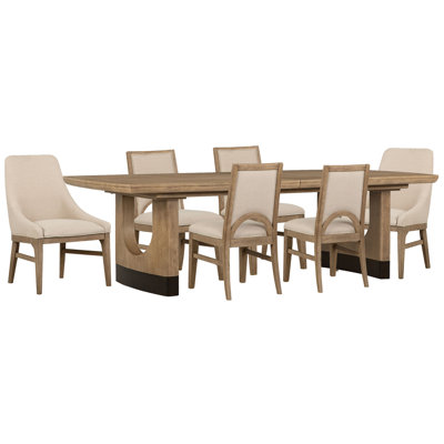 Extendable Trestle Dining Table With 4 Side Chairs And 2 Arm Chairs