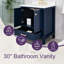 Meuble-lavabo simple 30 po avec lavabo encastré et plateau en pierre reconstituée bleue 30 po