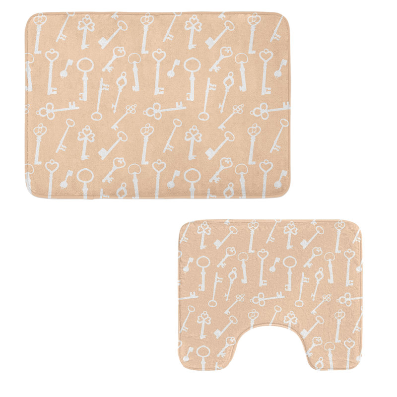  Ensemble de tapis de salle de bain 2 pièces Peach and White