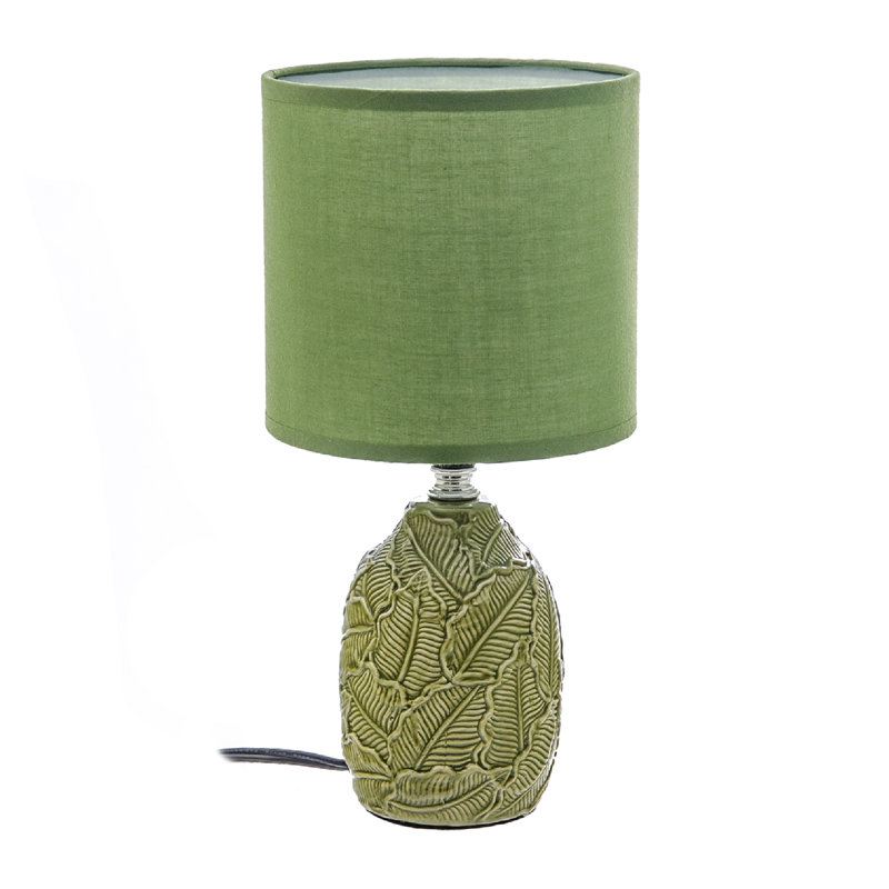 Leaflet Green Ceramic Table Lamp with Textured Base