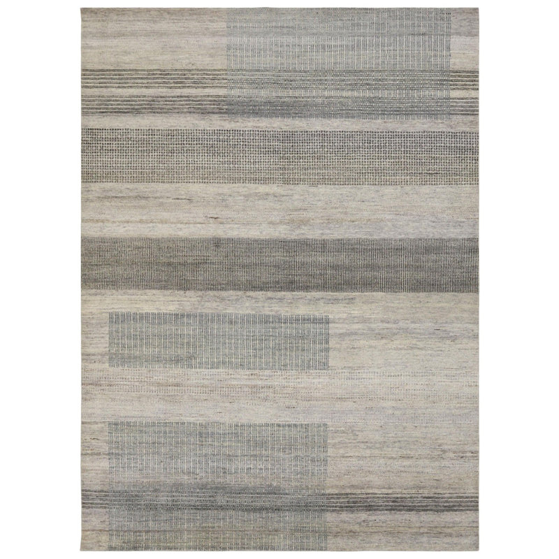 Tapis gris unique rectangulaire de 9 pi x 12 pi 1 po Rajasthan