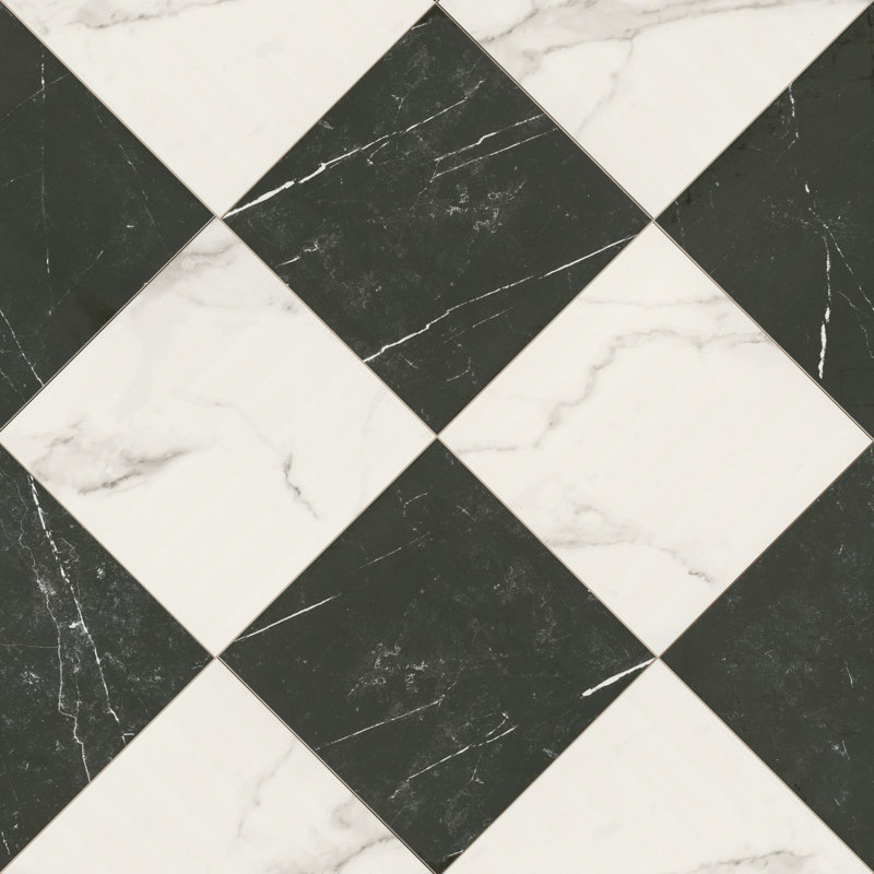 Alme Vanta 24 in. x 24 in. Matte Marble Look Checkered Porcelain Floor and Wall Tile, Vanta