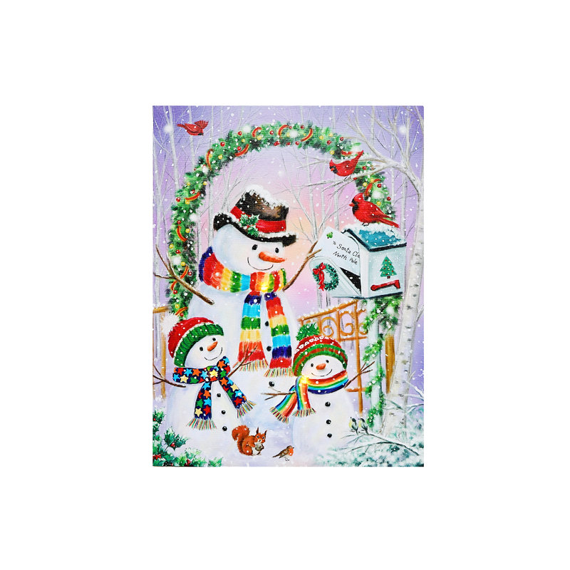 Festive Snowman Christmas LED Canvas Wall Art