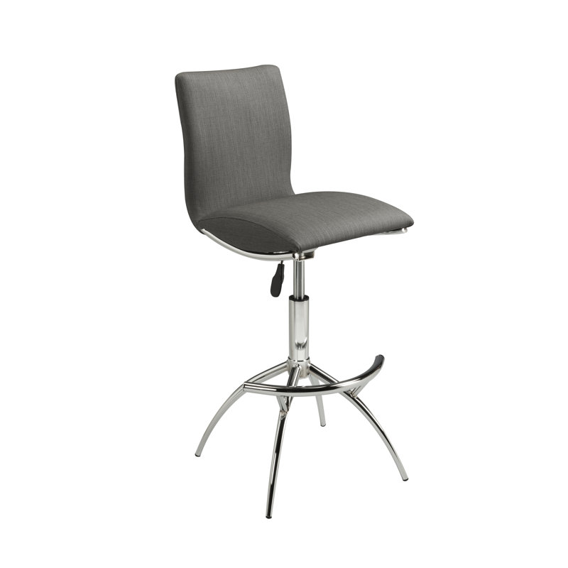 Vranduk Swivel Upholstered Adjustable Height Counter Stool with Metal Frame, Grey