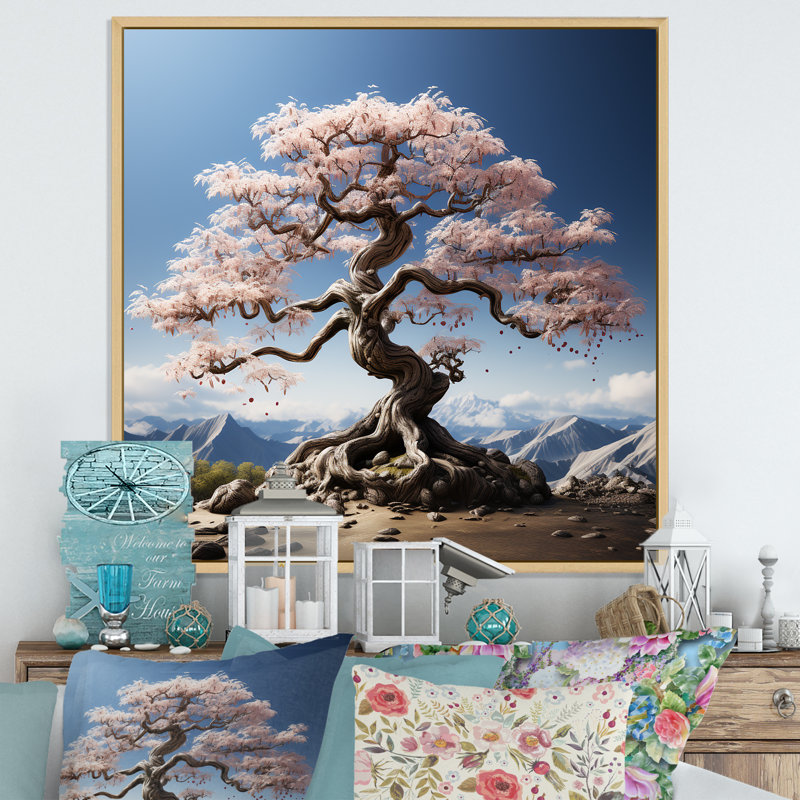 Bonsai, impression sur toile, érable japonais, Cadre naturel flottant, H 24 po x l 24 po x P 1 po
