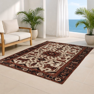 Tapis d'intérieur et d'extérieur brun Persian