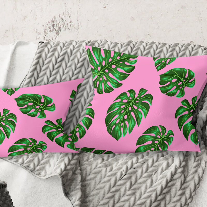 Coussin Tropical Tropical Leaves III - Mid-Century, 18 po x 18 po