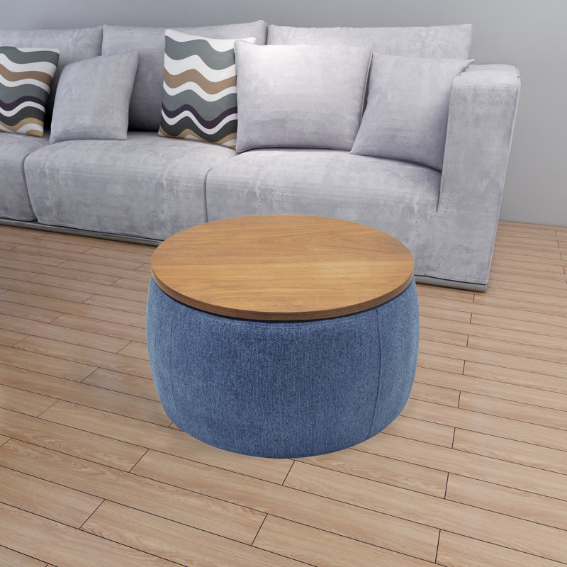 Aimeeleigh Upholstered Ottoman, Blue 100% Polyester