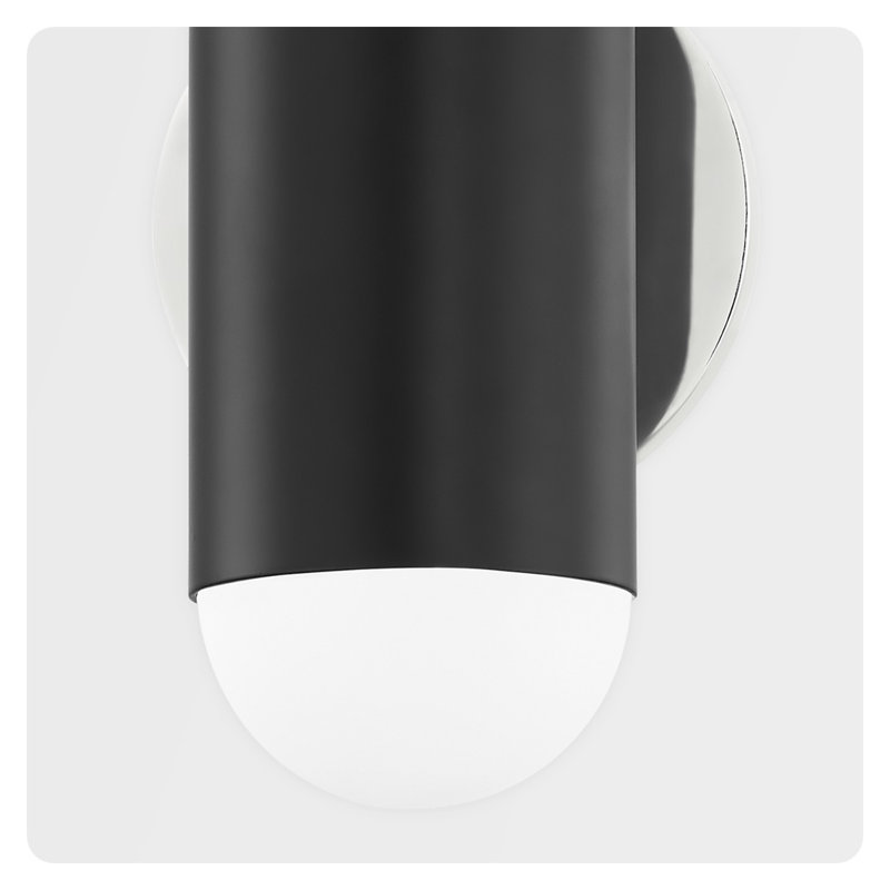 Kira 2 Light Wall Sconce, Polished Nickel/Soft Black