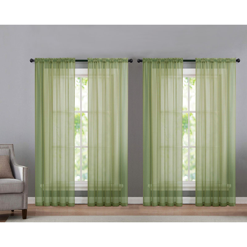 Sarber Polyester Sheer Curtain, Sage