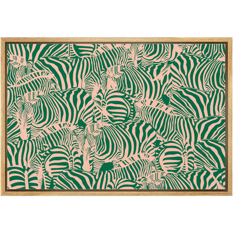 «Profile Of Zebra Herds», art graphique sur toile flottante, Cadre naturel, H 16 po x l 24 po x P 1,5 po