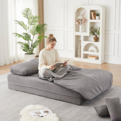 75''2-in-1 Foldable Sofa, Convertible Sleeper Foam Sofa Bed with Multi Functional Blanket, Corduroy Floor folding sofa bed, Floor Sofa Lounge Sofa for Living Room Bedroom Lounge Studio