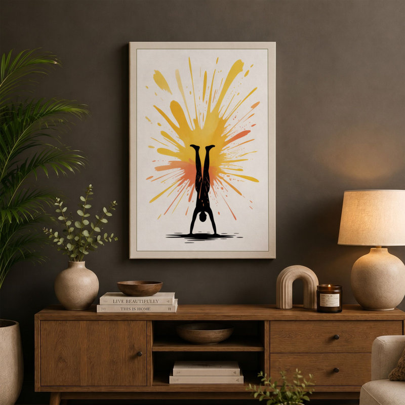 Rising Light Modern - Wrapped Canvas, 36x24 - 91.4 x 61.0 cm, Terracotta Border